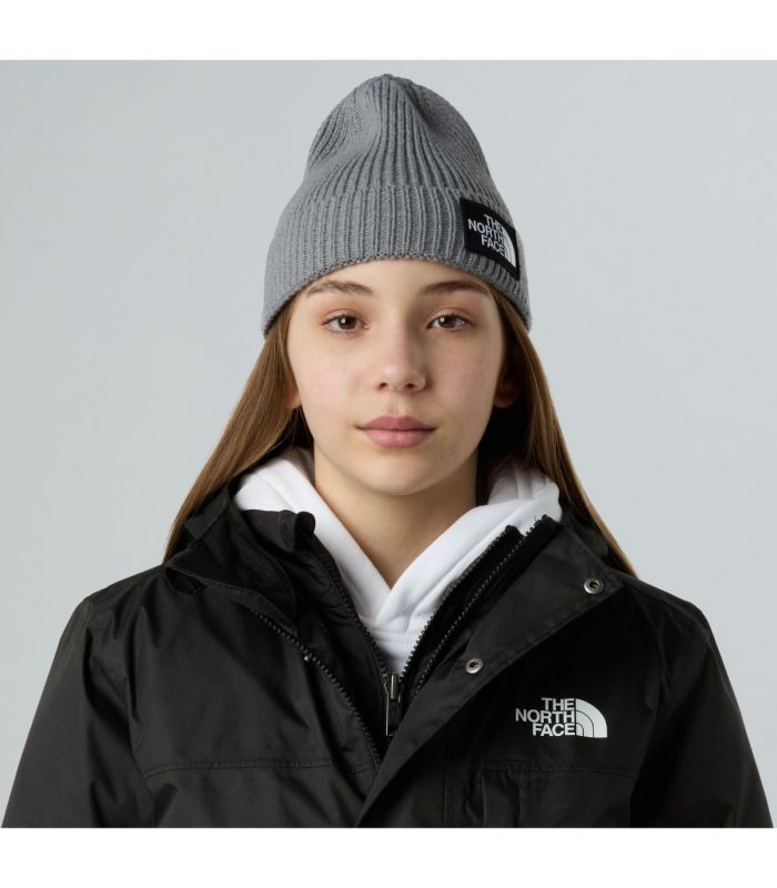 Compra online Gorro con borde y logotipo de The North Face encuadrado Niños TNF Medium Grey en oferta al mejor precio