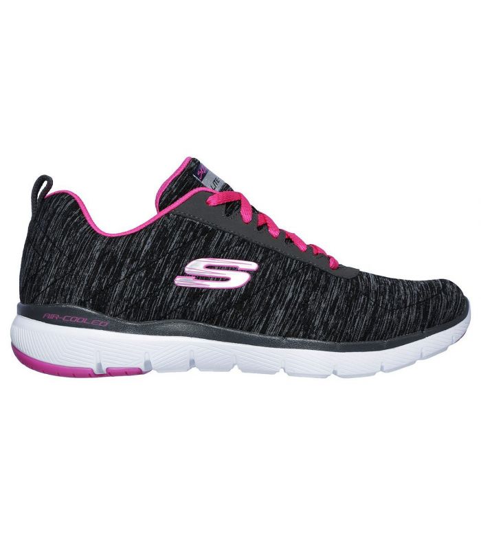 Compra online Zapatillas Skechers Flex Appeal 3.0 Insiders Mujer Negro Rosa en oferta al mejor precio