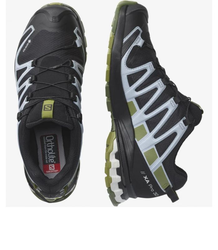 Compra online Zapatillas Salomon Xa Pro 3D V8 GTX Mujer Black Green Moss Zen Blue en oferta al mejor precio
