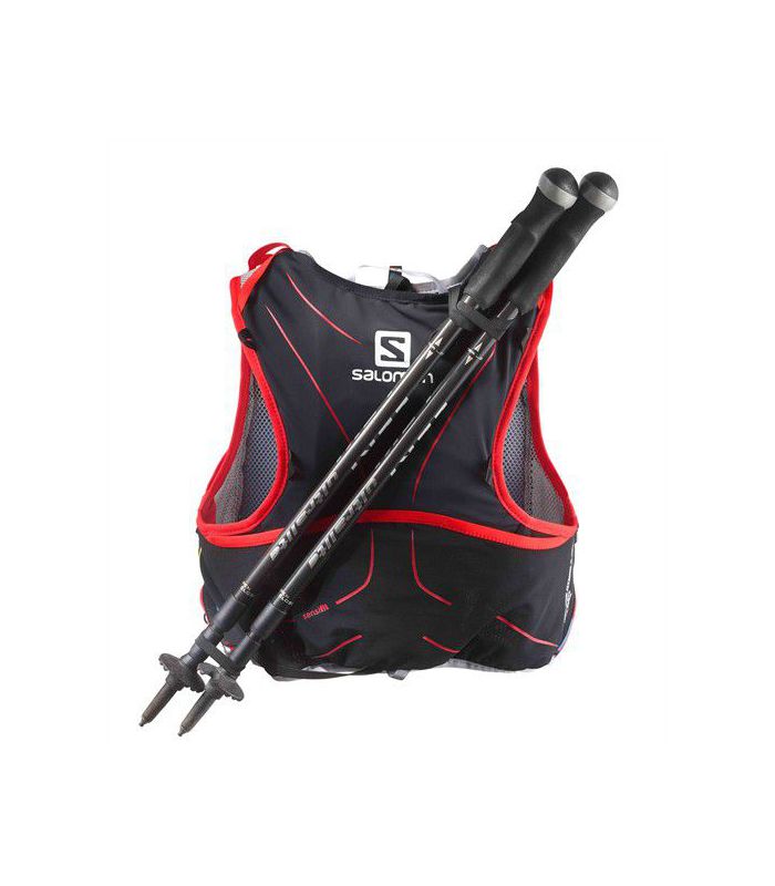 Como se colocan los bastones en las Mochila trail running Salomon S-Lab Advanced Skin 3 5 Set