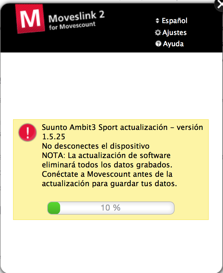 Actualización automática Ambit 3 Sport - Versión 1.5.25