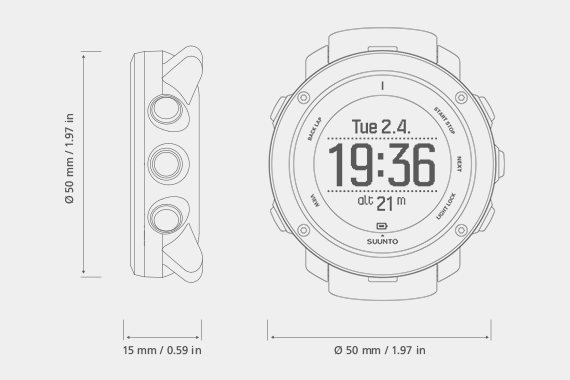 Dimensiones Reloj Suunto Ambit3 Vertical