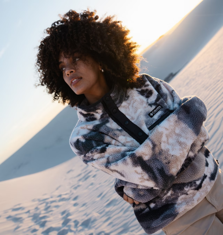 Forro polar sherpa Columbia Helvetia II Cropped con estampado gris y blanco