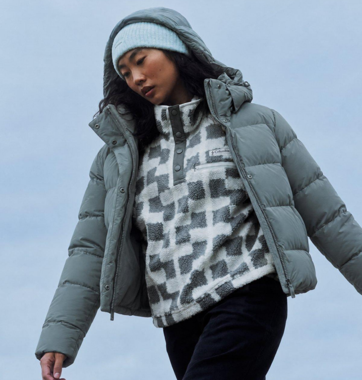 Forro polar Columbia Helvetia II Printed Mujer Sedona Sage con tejido sherpa suave y estampado original.